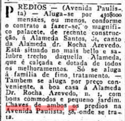 aluguel casa - Série Avenida Paulista: a família Rocha Azevedo.