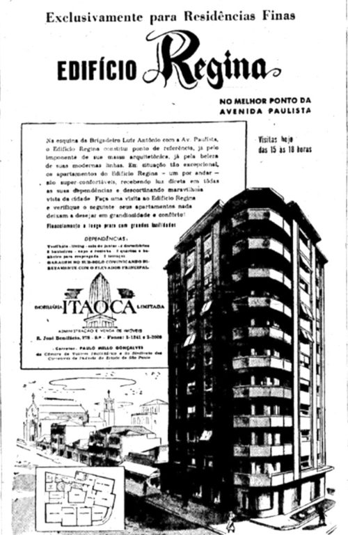 anuncio edificio regina 500x769 - Série Avenida Paulista: da casa de Abrahim Maluf ao Edifício Regina