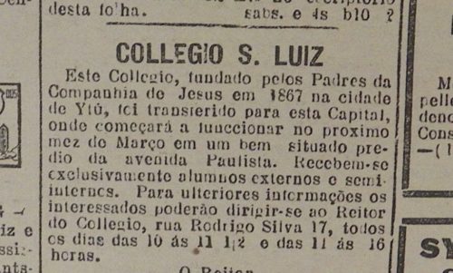 colegio s luiz chegada a sp dp 6 2 1918 1024x617 500x301 - Série Avenida Paulista - 150 anos do Colégio São Luis