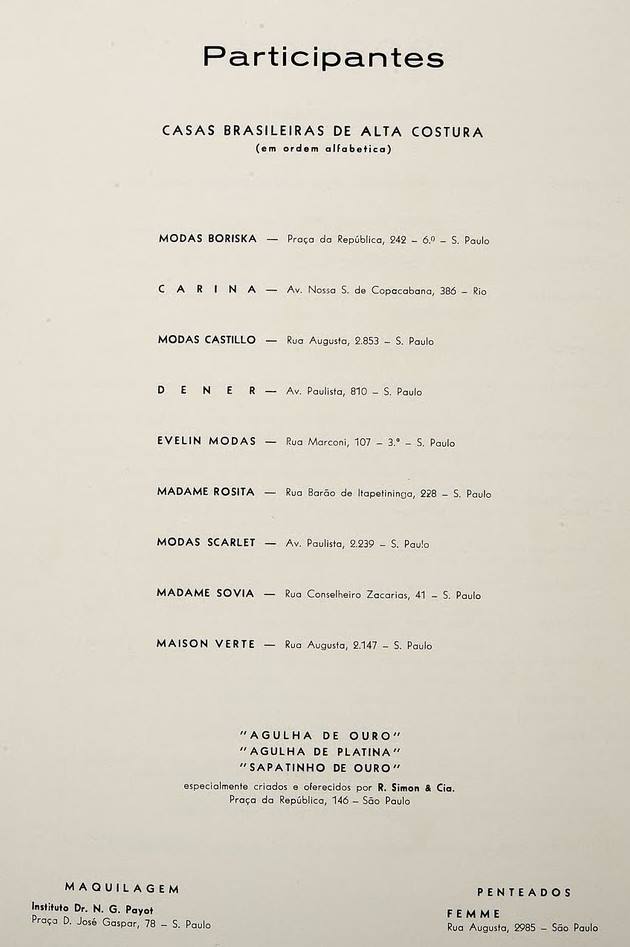 denner folder do festival da moda de 1959 1960 - Série Avenida Paulista: Quinzinho, Dener, McDonald's e Savoy
