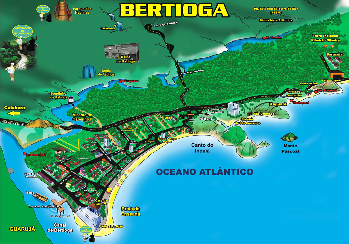 mapa bertioga - Um pedaço da história do Brasil cercado de belas praias e unidades de conservação ambiental!